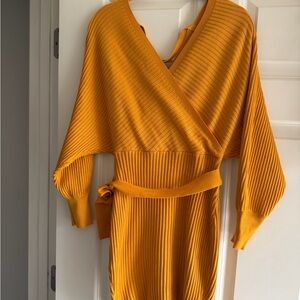 Mustard Mini Sweater Dress